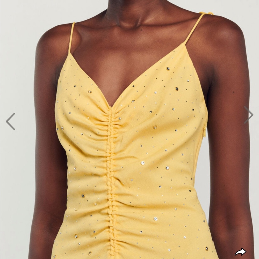 SANDRO Yellow Rhinestone Dress NWT Size S Size 36